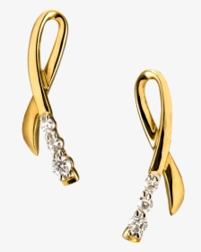 14k Yellow Gold And Diamond Ribbon Stud Earrings - Earrings, HD Png Download, Transparent PNG
