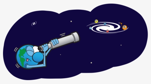Earth With Telescope Cartoon, HD Png Download, Transparent PNG