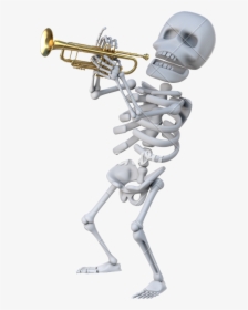 Transparent Trombone Png - Full Skeleton With Trumpet, Png Download, Transparent PNG