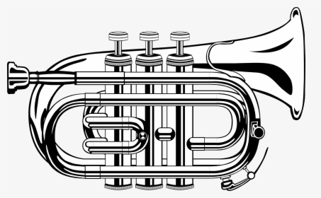 Trumpet Black And White Clipart Kid - Trumpet Clipart Black And White, HD Png Download, Transparent PNG