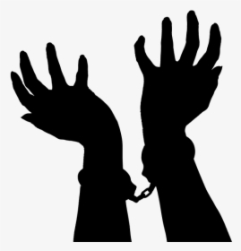 Silhouette, Hands, Handcuffs, Black, Human, Shadow - Sombra De Manos Png, Transparent Png, Transparent PNG