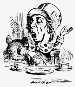 Hatter, Mad, Alice In Wonderland, Tea, Party, Book - Public Domain Alice In Wonderland Illustration, HD Png Download, Transparent PNG