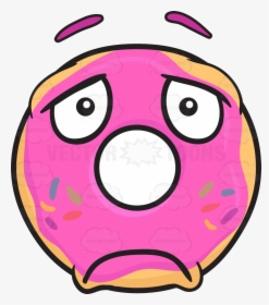 Donut X Sad Looking Depressed Emoji Cartoon Clipart - Sad Donut Clipart, HD Png Download, Transparent PNG