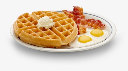 Breakfast Plate Png - Waffles Bacon And Eggs, Transparent Png, Transparent PNG