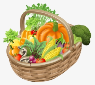 Basket With Vegetables Png Picture Clipart Gallery - Basket Fruits And Vegetables Clipart, Transparent Png, Transparent PNG