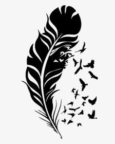 Transparent Boho Feather Png - Feather With Birds Png, Png Download, Transparent PNG