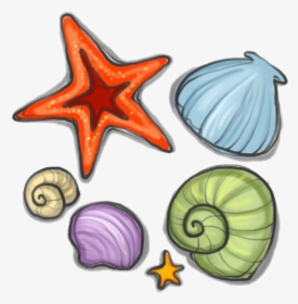 Svg Royalty Free Library Seashell Starfish Snail Clip - Dibujo De Estrella Caracoles De Mar, HD Png Download, Transparent PNG