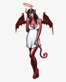 Angel Devil Png - Devil Pin Up Girl, Transparent Png, Transparent PNG