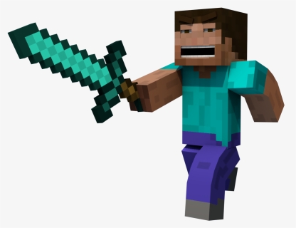 Download Minecraft Free Png Photo Images And Clipart - Minecraft Steve With Diamond Sword, Transparent Png, Transparent PNG