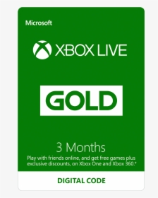 Xbox Gift Card Png - Xbox Live Gold Card 1 Month, Transparent Png, Transparent PNG