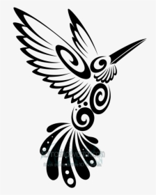 Hummingbird And Flower Banner Royalty Free Library - Tribal Hummingbird Black And White Clipart, HD Png Download, Transparent PNG