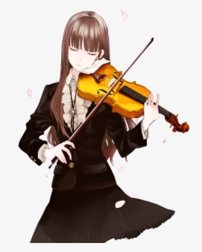 Chica Tocando Violin Anime Clipart , Png Download - Girl Playing Violin Drawing, Transparent Png, Transparent PNG