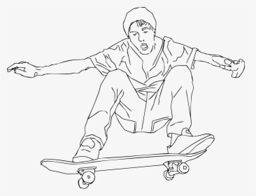 Ollie - Skateboarding Black And White Clipart, HD Png Download, Transparent PNG