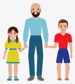 A Dad With His Children - Cartoon, HD Png Download, Transparent PNG
