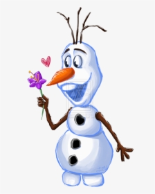 Olaf With Flower Frozen Princess, Olaf Frozen, Elsa - Olaf Holding A Flower, HD Png Download, Transparent PNG