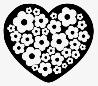 Silhouette, Black, Heart, Flowers, Figure, Love, Design - Silhouette Herz Mit Blumen, HD Png Download, Transparent PNG