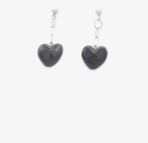 Murano Glass Heart Shaped Earrings In Black - Earrings, HD Png Download, Transparent PNG