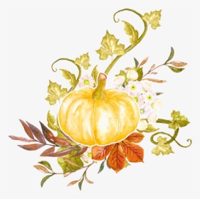 Pumpkin And Leaves - 秋 水彩画, HD Png Download, Transparent PNG