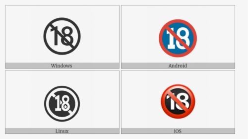 No One Under Eighteen Symbol On Various Operating Systems - Circle, HD Png Download, Transparent PNG