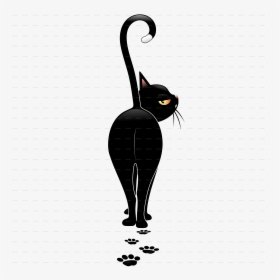 Black Cat Cartoon - Black Cat Walking Away, HD Png Download, Transparent PNG