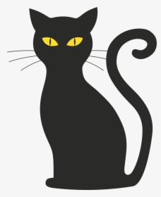 Black Cat Kitten Halloween Image - Black Cat Silhouette, HD Png Download, Transparent PNG