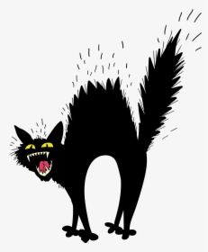 Transparent Scared Clipart - Scary Black Cat Clipart, HD Png Download, Transparent PNG