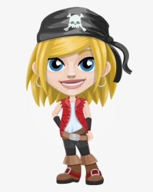 Girl With Pirate Costume Cartoon Vector Character Aka - Girl Pirate Cartoon Png, Transparent Png, Transparent PNG
