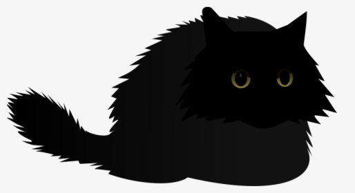 Cartoon Black Fluffy Cat, HD Png Download, Transparent PNG