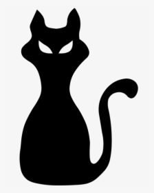 Black Cat, Cat, Halloween, Silhouette, Helloween, Witch - Modele Chat Noir Halloween, HD Png Download, Transparent PNG
