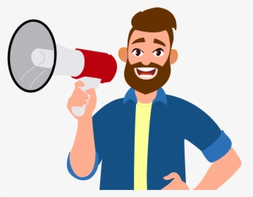 Man With A Megaphone Flat Illustration Icon Vector - Cartoon Hand On Hip, HD Png Download, Transparent PNG