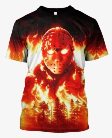 3d Friday The 13th Jason Voorhees Tshirt - Jason Voorhees Fire, HD Png Download, Transparent PNG