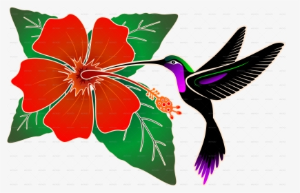 Red Hibiscus And Hummingbird-png - Hummingbird On Hibiscus Flower, Transparent Png, Transparent PNG