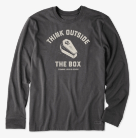 Men S Think Outside The Box Long Sleeve Crusher Tee - Life Is Good Men's Long Sleeve, HD Png Download, Transparent PNG