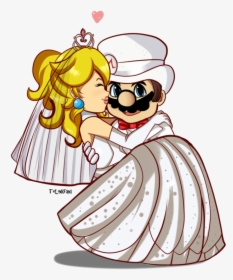Happy Wedding Anniversary Drawing Bride Band - Mario Odyssey Mario Y Peach, HD Png Download, Transparent PNG