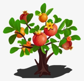 Clip Art Pomegranate Tree Clipart - Fruit Tree Cartoon Png, Transparent Png, Transparent PNG