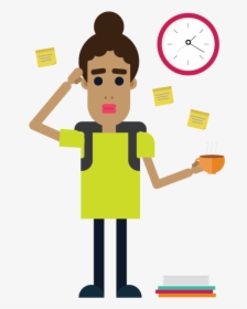Stressed Student With To Do Lists And Coffee - Stressed Student Clipart Png, Transparent Png, Transparent PNG