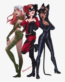 Cosplay Poison Ivy Catwoman Harley Quinn - Poison Ivy And Harley Quinn And Catwoman, HD Png Download, Transparent PNG