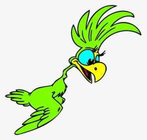 Green Cartoon Parrot Clip Arts - Parrot Bird Images Parrot Cartoon, HD Png Download, Transparent PNG