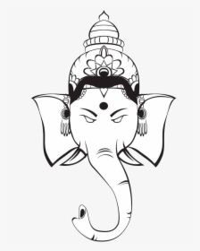 Ganesha Hinduism Deity Symbol Clip Art Black - Ganesh Ji Face Png, Transparent Png, Transparent PNG