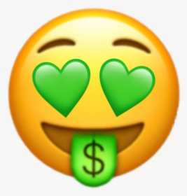 #$ #money #hearteyes #greenheart #heartmoney #emoji - Money Face Emoji Png, Transparent Png, Transparent PNG