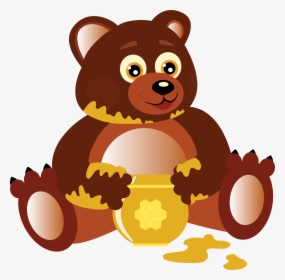 Bear Eating Honey Clip Arts - Cartoon Bear Eating Honey, HD Png Download ,  Transparent Png Image - PNGitem