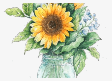 Jar Drawing Ubisafe - Sunflower In Mason Jar, HD Png Download, Transparent PNG