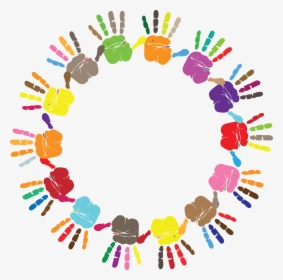 Free Clipart Of A Round Frame Of Handprints In Color - Colorful Hand Print Png, Transparent Png, Transparent PNG