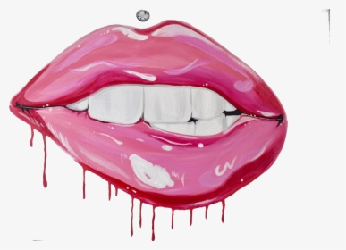 Tongue , Png Download - Lips With Bubble Gum Drawing, Transparent Png, Transparent PNG