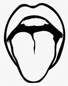 Transparent Lip Clipart Black And White - Tongue Clipart Black And White, HD Png Download, Transparent PNG