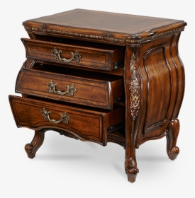 3 Drawers Carved Wood Frame Melange Finish Nightstand - Chest Of Drawers, HD Png Download, Transparent PNG