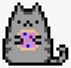 The Pusheen Cat Holding A Dounut - Pusheen Minecraft Pixel Art, HD Png Download, Transparent PNG