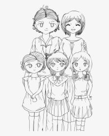 Anime Family Line Art Clip Arts - Drawing Of A Family Of 5, HD Png Download, Transparent PNG