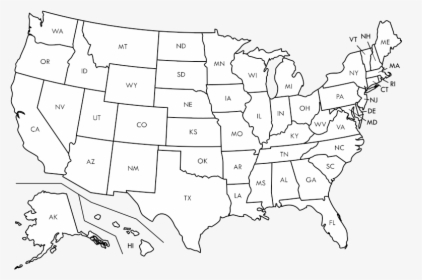 Usa Map Png - Black Printable Usa Map, Transparent Png, Transparent PNG