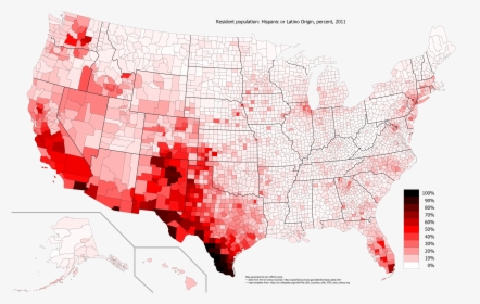 Us Map Hispanic Population - Race By County Us, HD Png Download, Transparent PNG